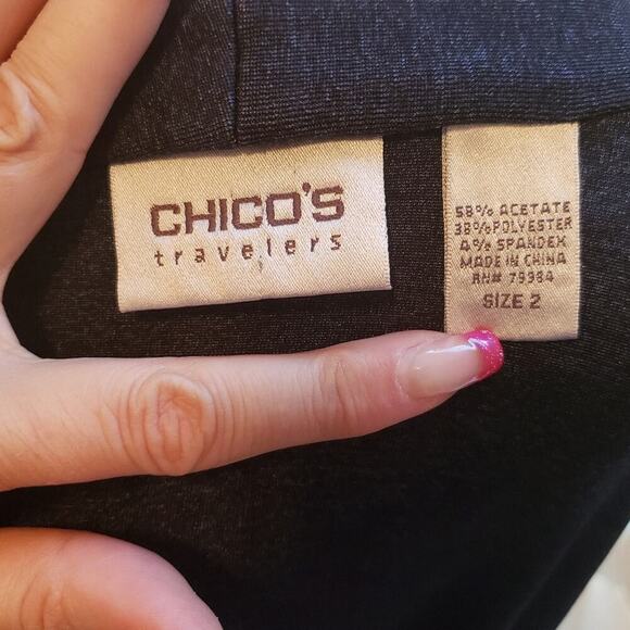 CHICOS BLUE / BLACK EMBROIDERED CARDIGAN SIZE 2(MED) - Picture 6 of 6